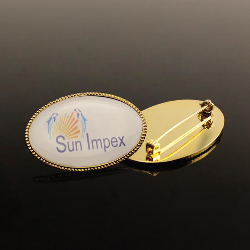 37*26 mm Gold Oval Rope Design Metal Badge